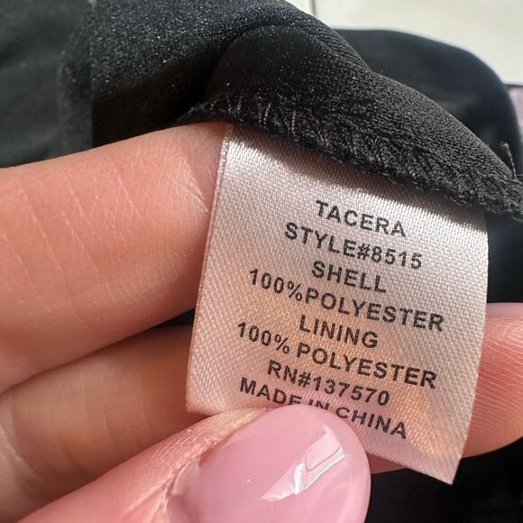 Tacera XL Black Pink Floral Ruffle Shift Dress Sleeveless Wedding Guest Feminine - Picture 11 of 12